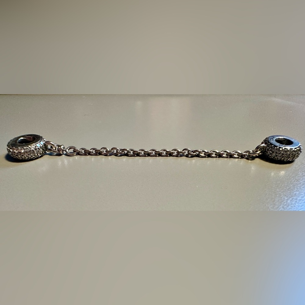 Pandora Sterling Silver sparkling pavé safety chain charm
